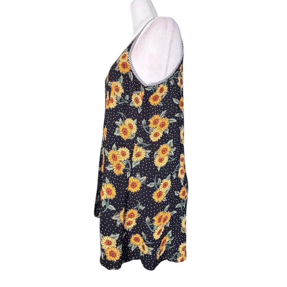 Vintage Sunflower Polka Dot Slip Dress Gingham Cottagecore Sundress Euro Summer - Picture 4 of 11